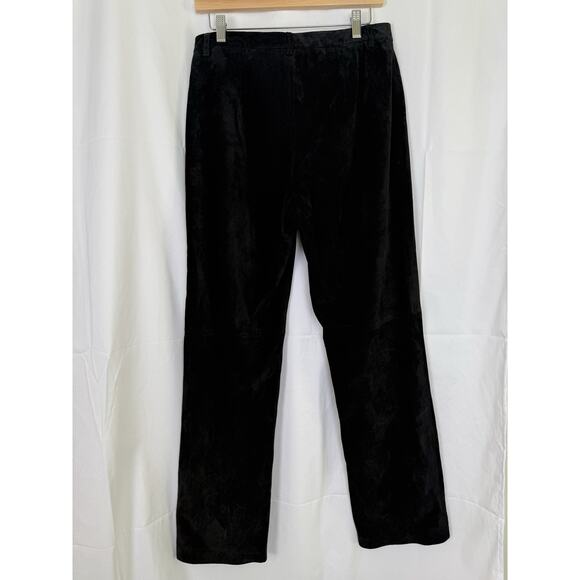 Nine West 100% Suede Leather Pants Size 10 Vintage Black High Waist Straight - Picture 5 of 9